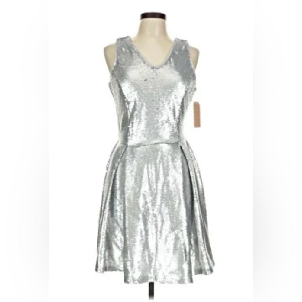 Copper Key Girls' Silver Sequin Party Dress Juniors sz M $64
